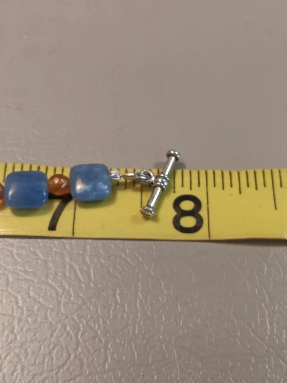 Lot of 3 pieces - stone bead bracelets & dainty silver tone collar necklace